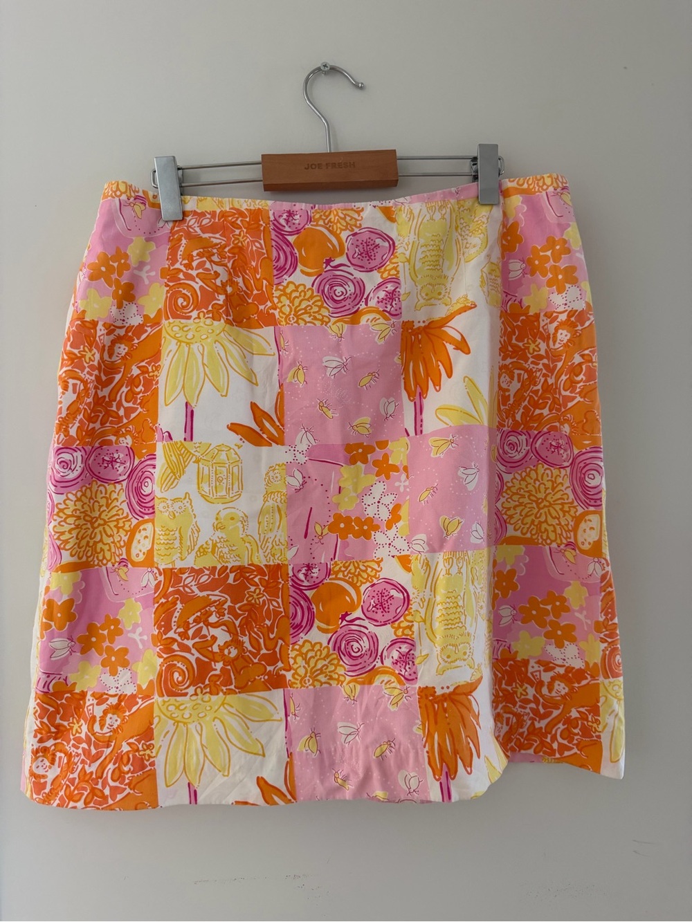 Vintage Lilly Pulitzer Pink, Orange & Yellow Patchwork A-Line Skirt Size 10